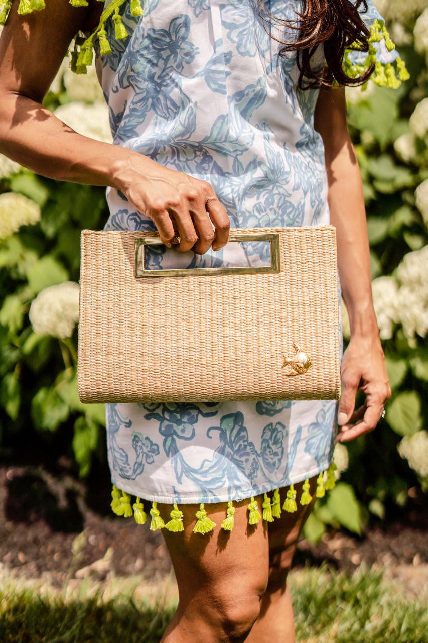 Chloe Clutch - Straw - Gold Charm