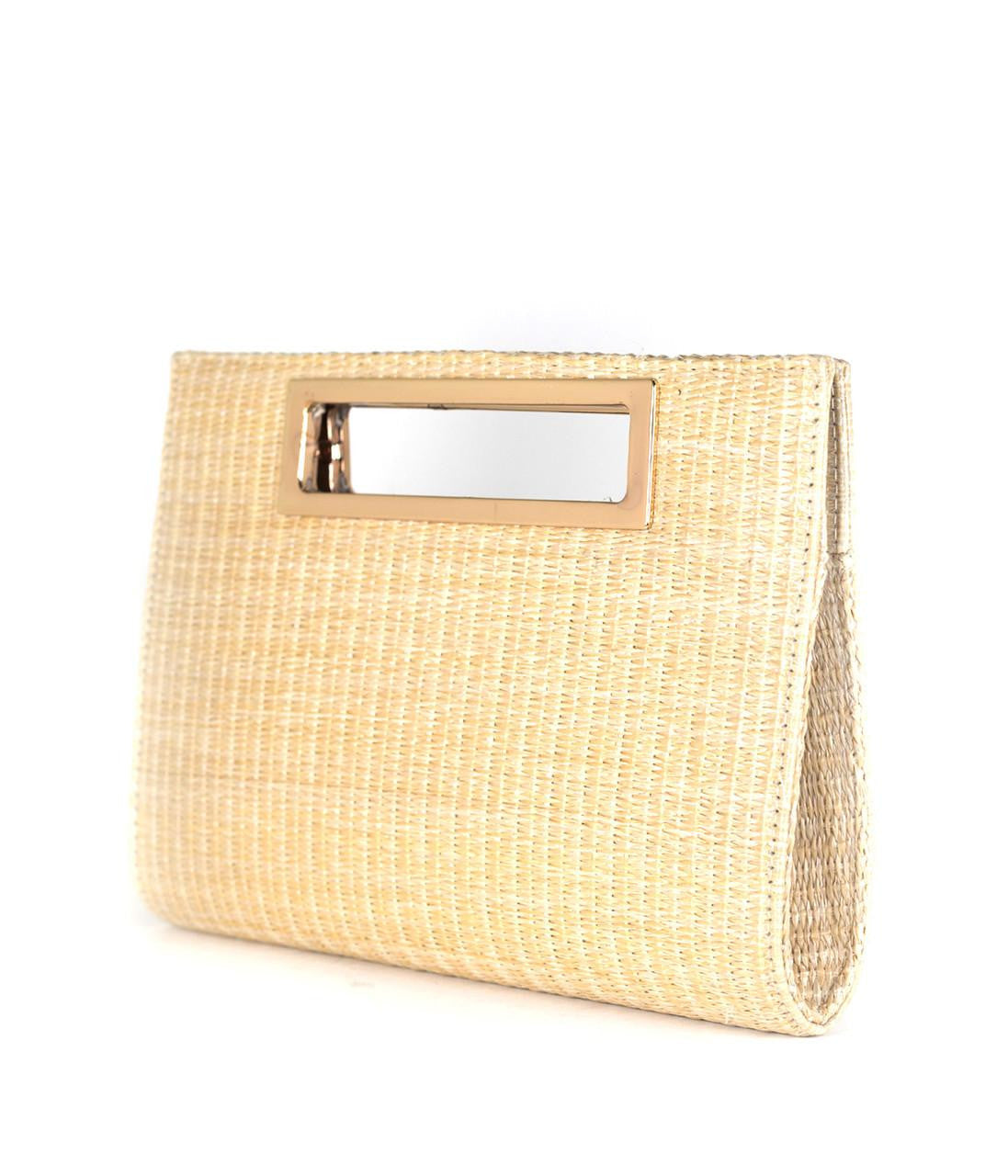 Chloe Clutch - Straw - Gold Charm