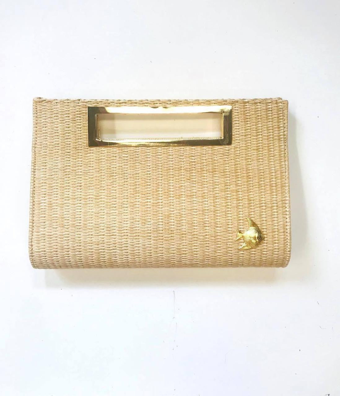 Chloe Clutch - Straw - Gold Charm