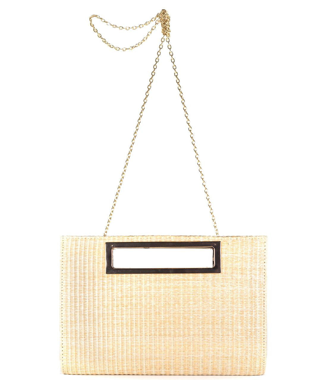 Chloe Clutch - Straw - Gold Charm