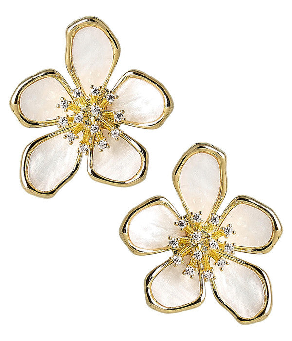 Elinore Mother of Pearl Floral Earring - Bexa Boutique