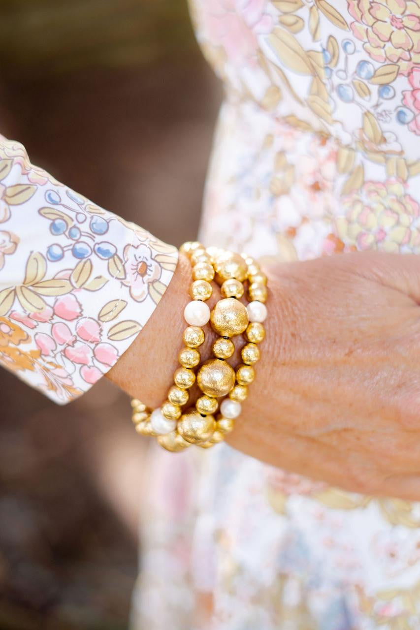 Georgia - Gold & Freshwater Pearl Beaded Bracelet - Bexa Boutique