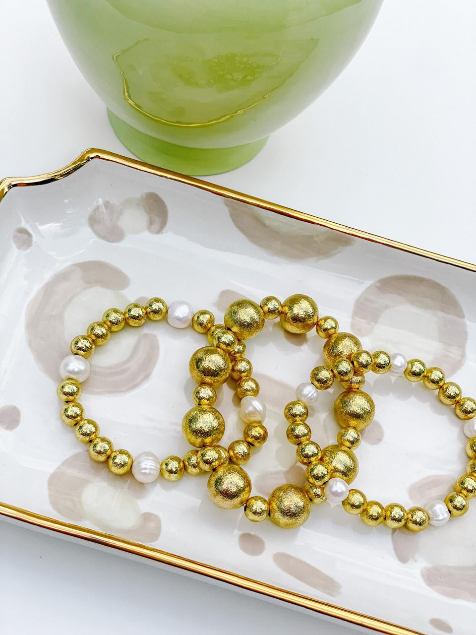 Georgia - Gold & Freshwater Pearl Beaded Bracelet - Bexa Boutique
