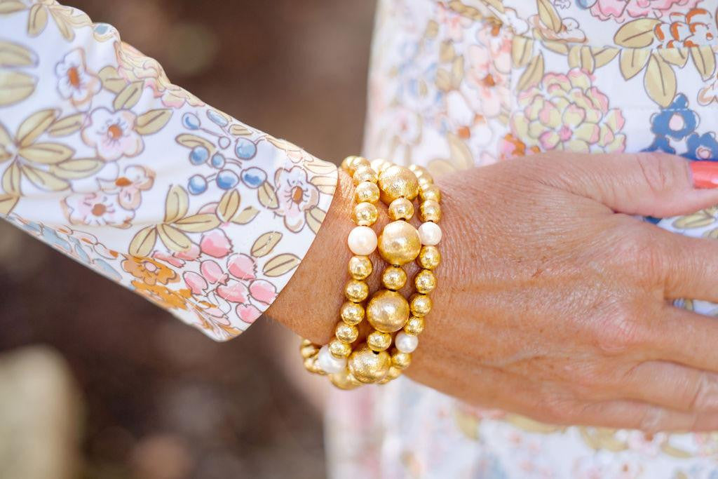 Georgia - Gold & Freshwater Pearl Beaded Bracelet - Bexa Boutique