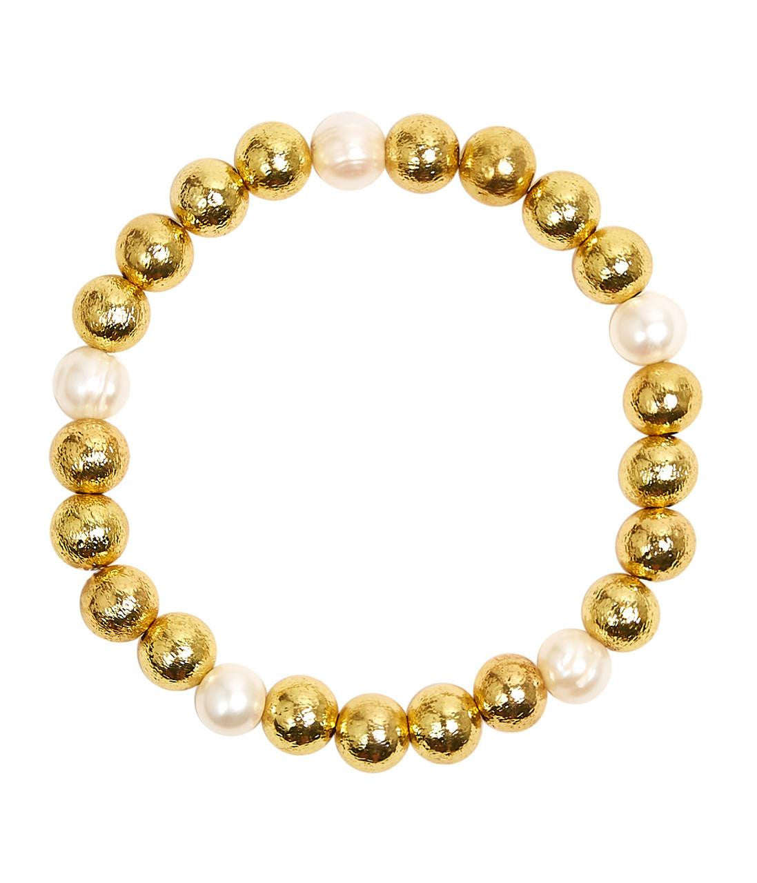 Georgia - Gold & Freshwater Pearl Beaded Bracelet - Bexa Boutique