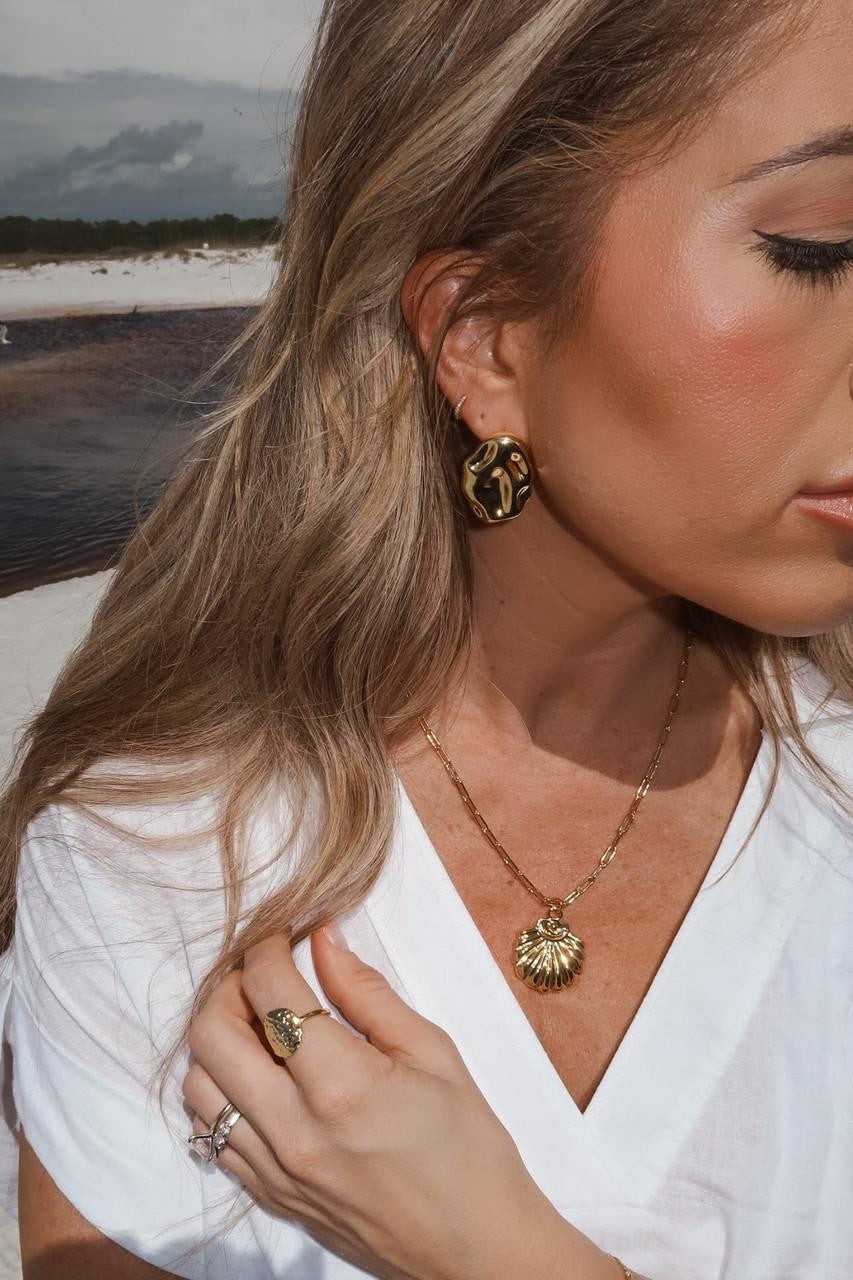 Gold Dune Charm Necklace - 18k Gold Plated - Jess Fay Collection