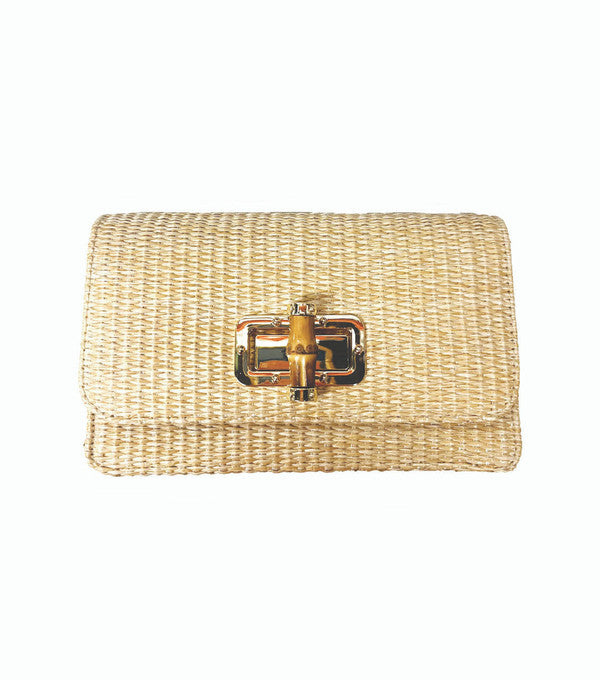 Lilly - Straw Clutch - Bamboo Toggle - Bexa Boutique