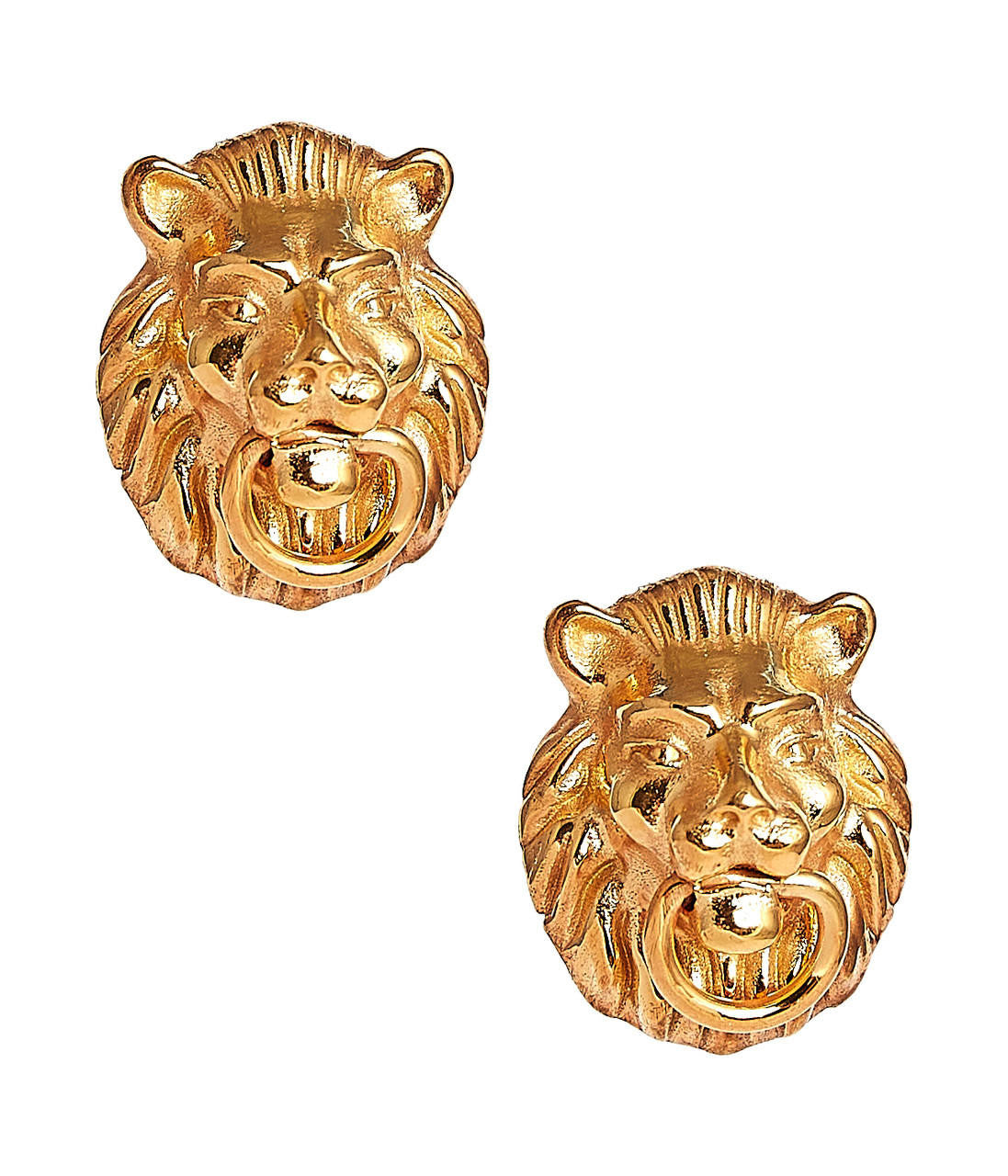 Lion Door Knocker  Earrings in Gold Brass