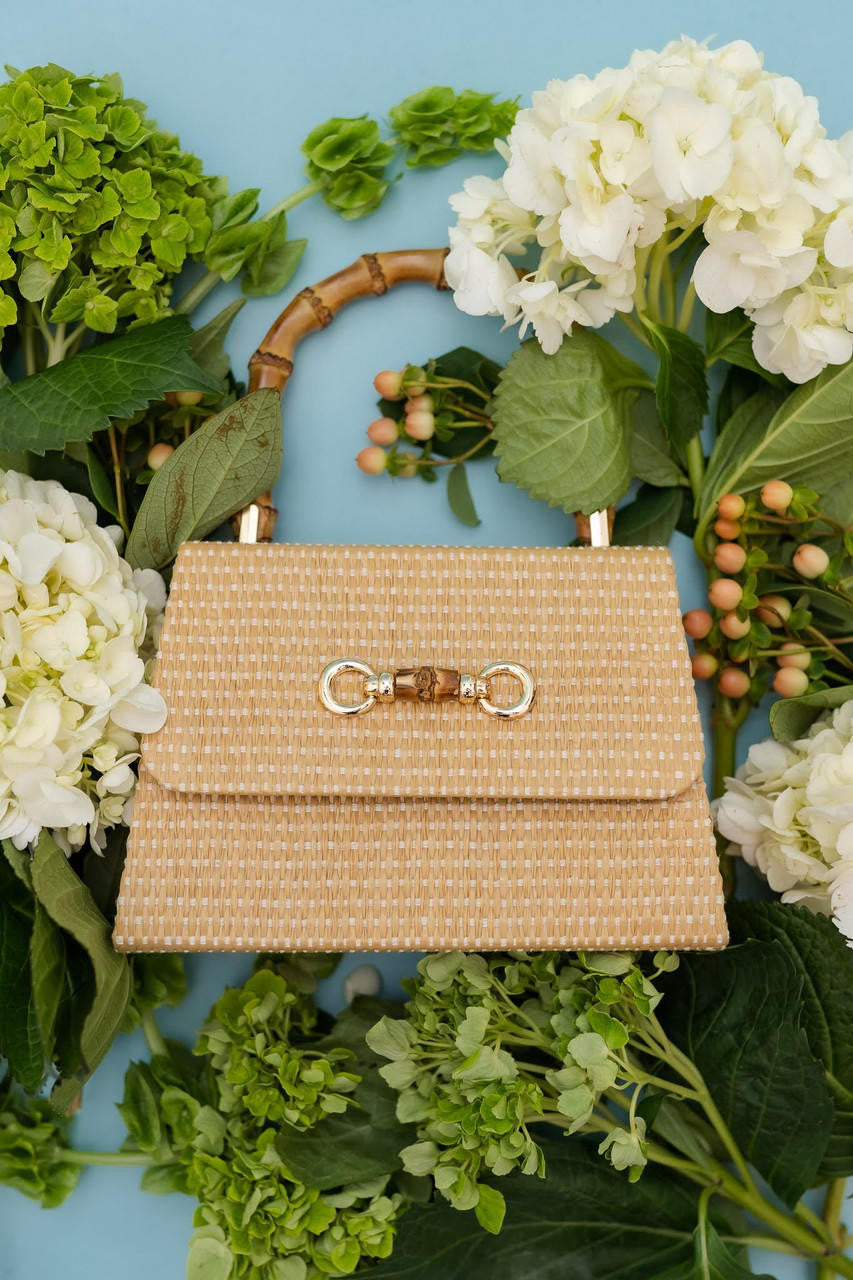 Straw Lulu Bag with Bamboo Handle - Bexa Boutique