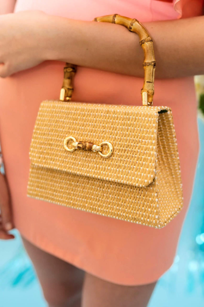 Straw Lulu Bag with Bamboo Handle - Bexa Boutique