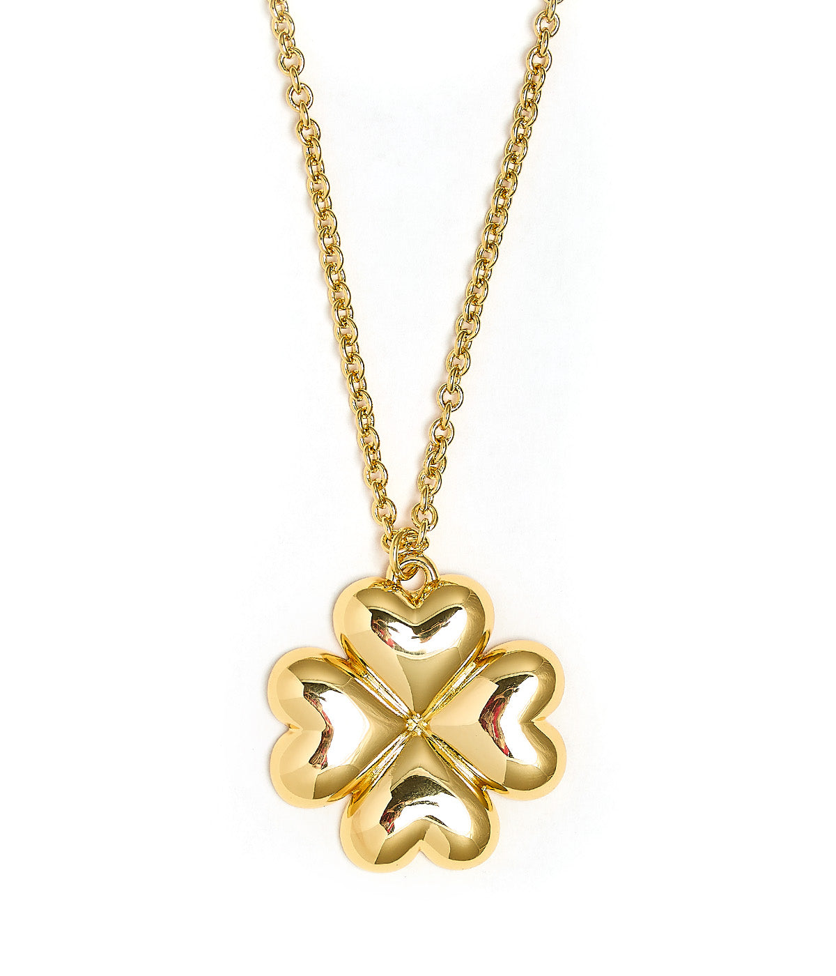 Puffy Shamrock Necklace with gold chain - 18k Plated Necklace - Bexa Boutique