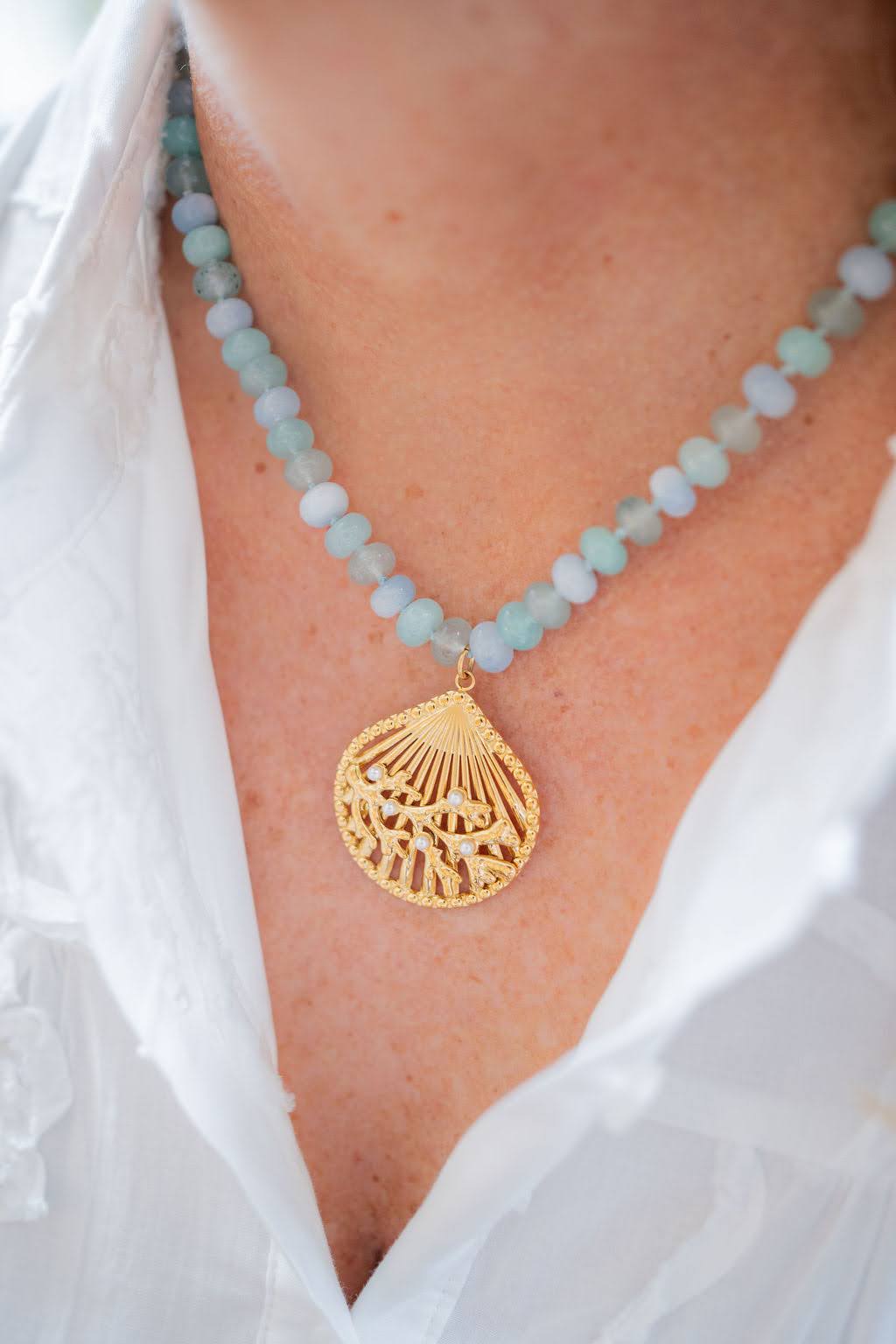 Macie Beaded Necklace - Shell - Bexa Boutique