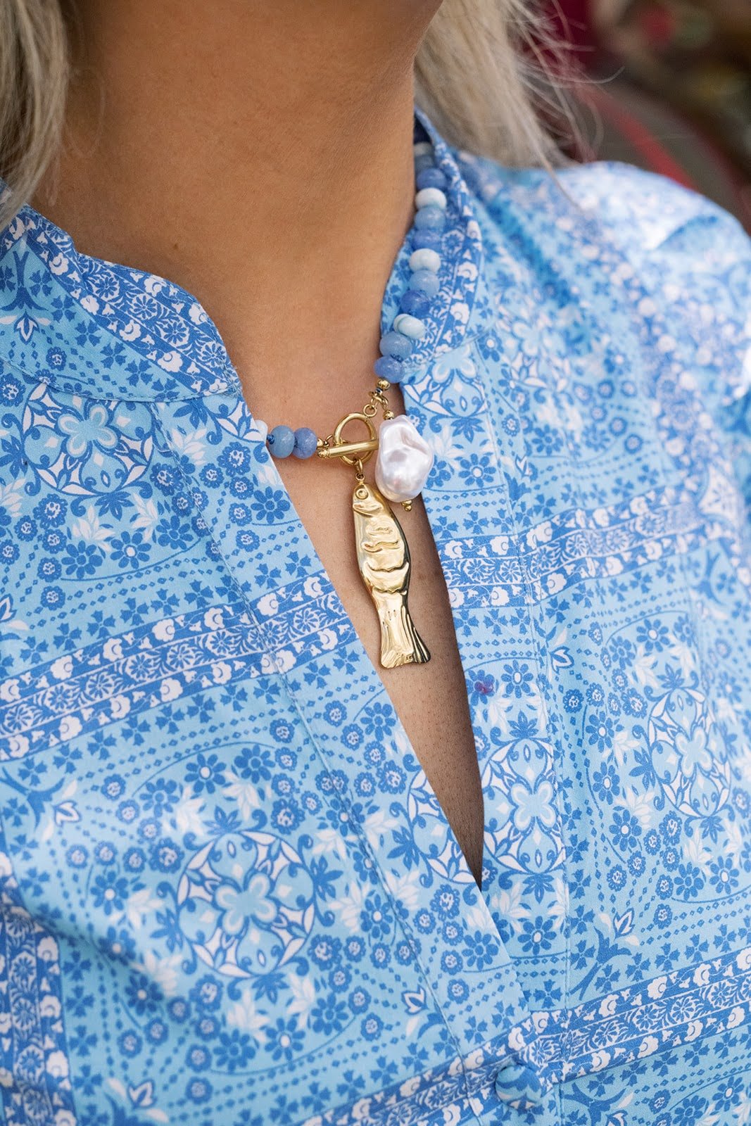 Macie Beaded Necklace - Shell - Bexa Boutique