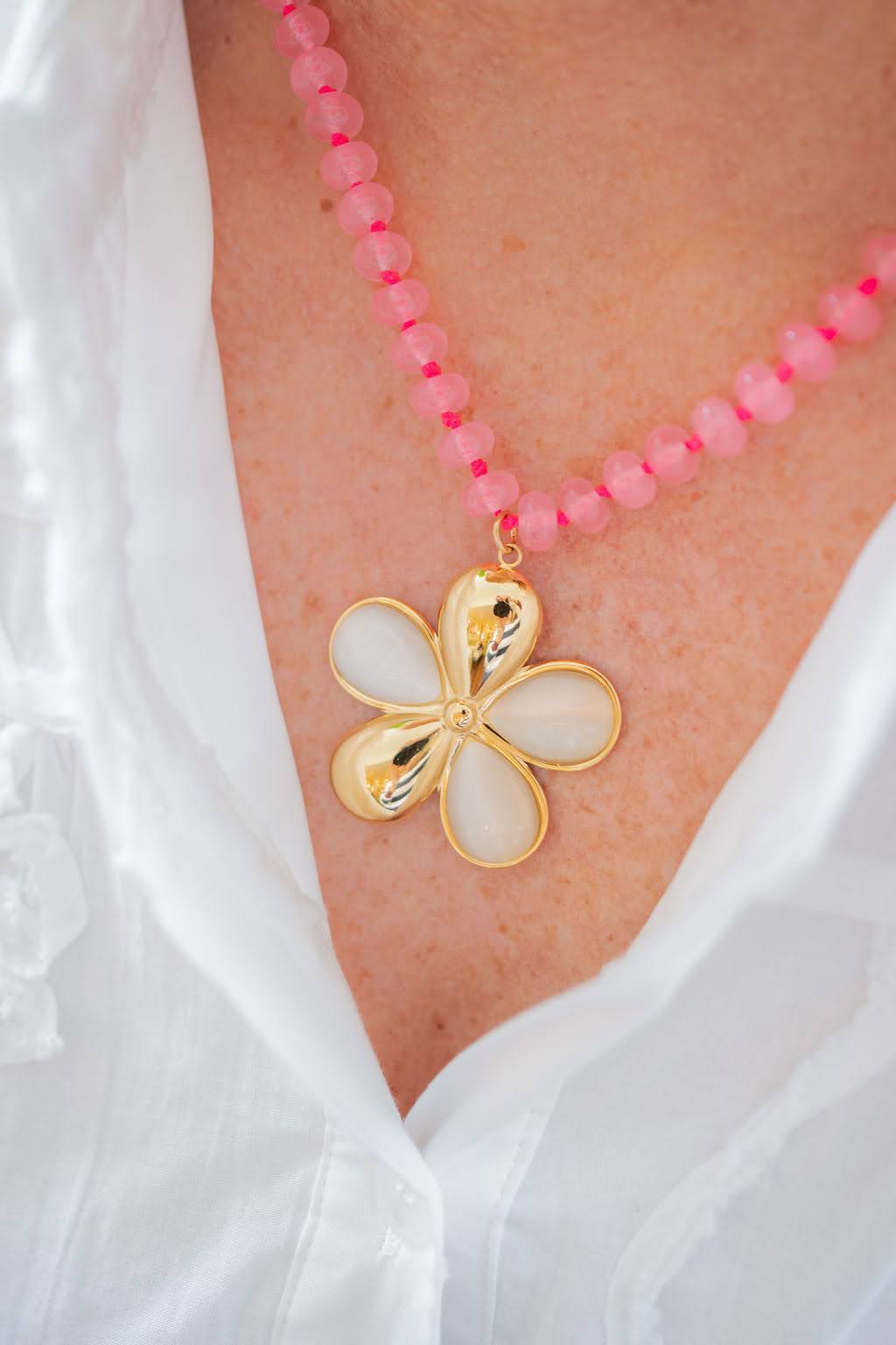 Macie Beaded Necklace - Shell - Bexa Boutique