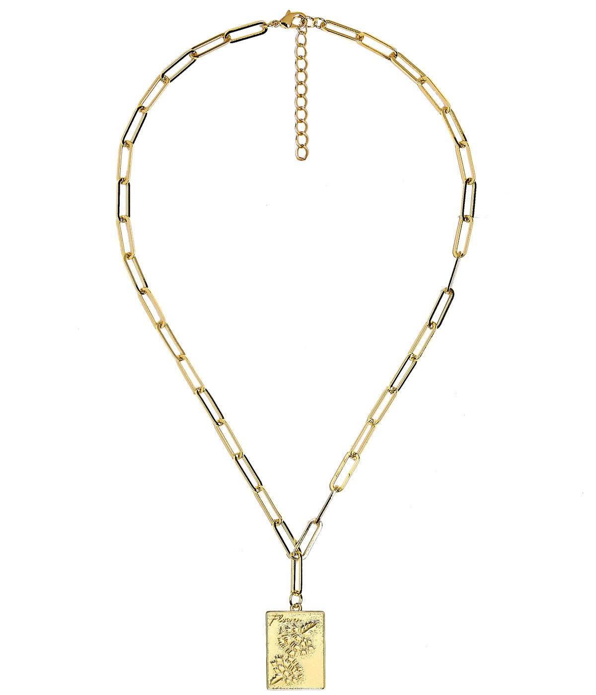 Mahjong Charm Tile Necklace- Paper Clip chain - 18k Gold Plated - Bexa Boutique
