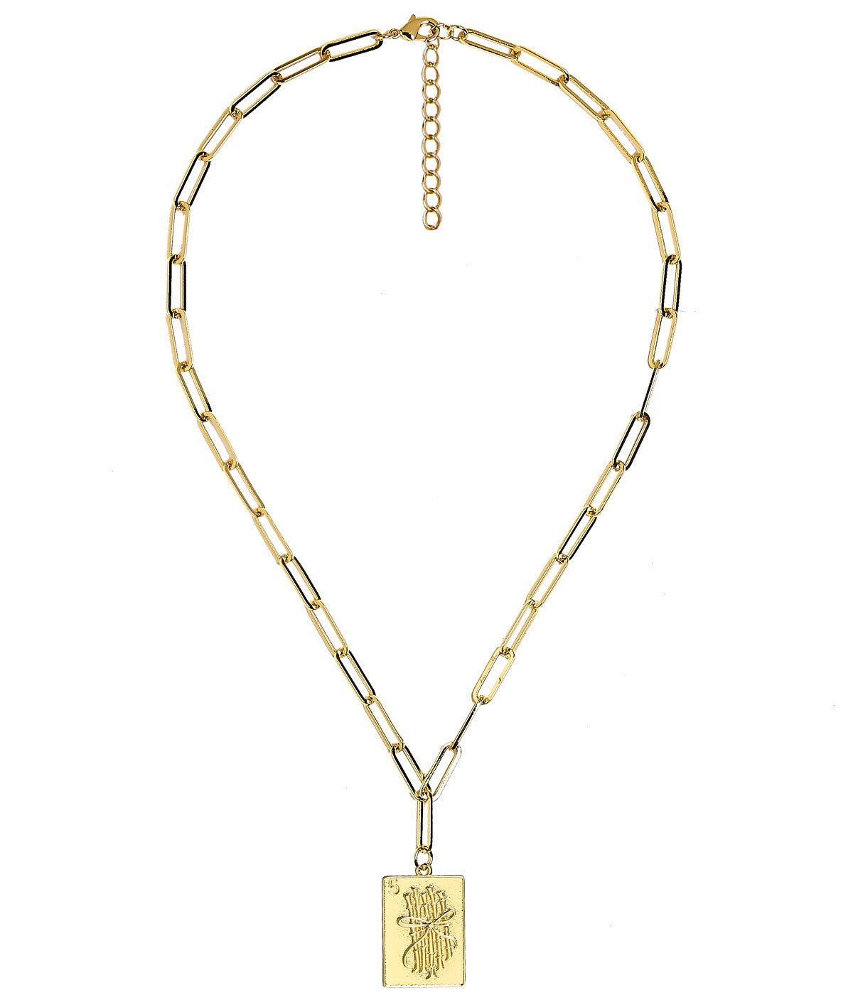 Mahjong Charm Tile Necklace- Paper Clip chain - 18k Gold Plated - Bexa Boutique