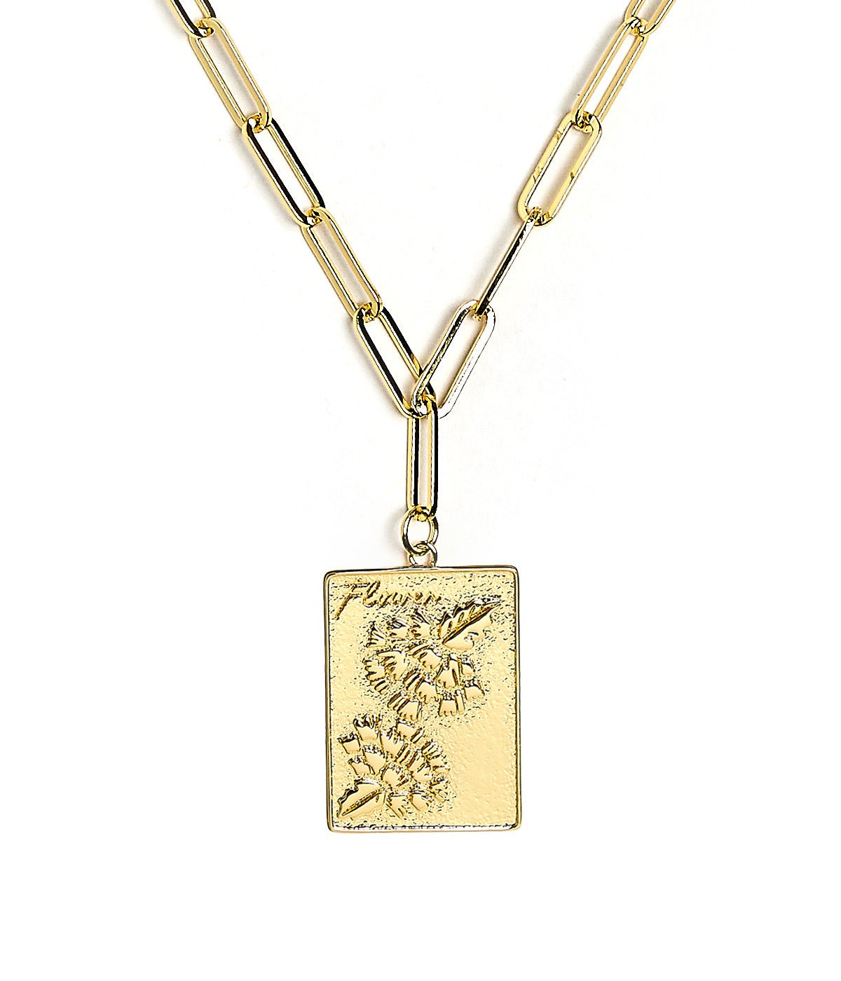 Mahjong Charm Tile Necklace- Paper Clip chain - 18k Gold Plated - Bexa Boutique