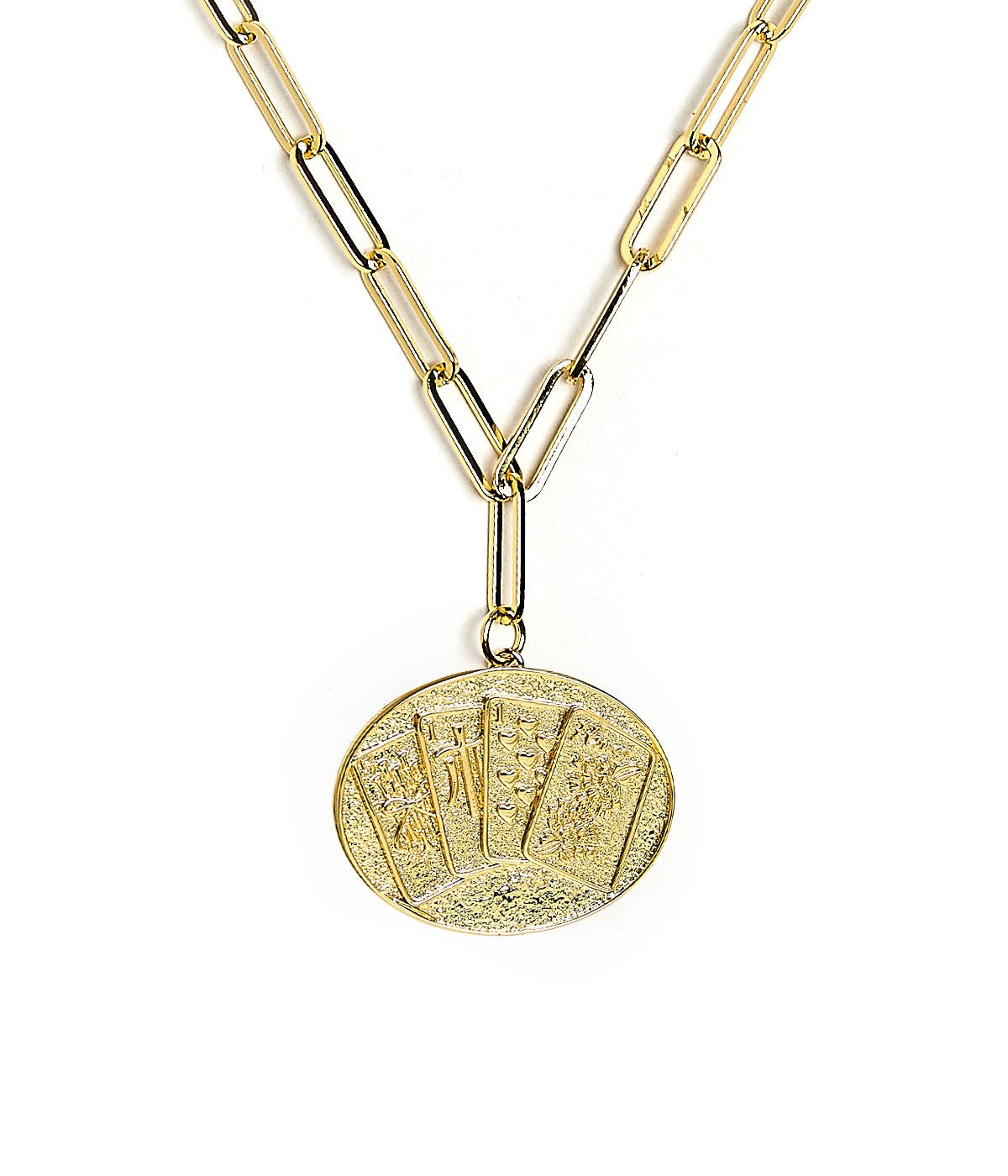 Mahjong Charm Tile Necklace- Paper Clip chain - 18k Gold Plated - Bexa Boutique