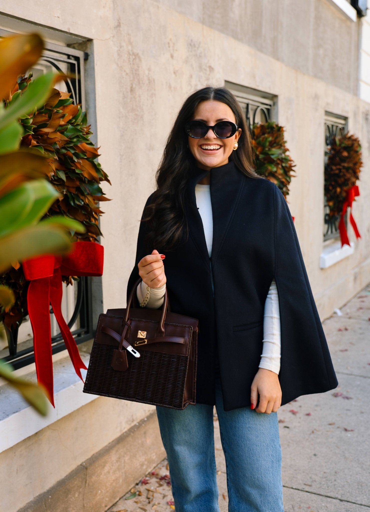 Margo - Fall Wicker Handbag - Black & Chocolate - Black - Bexa Boutique