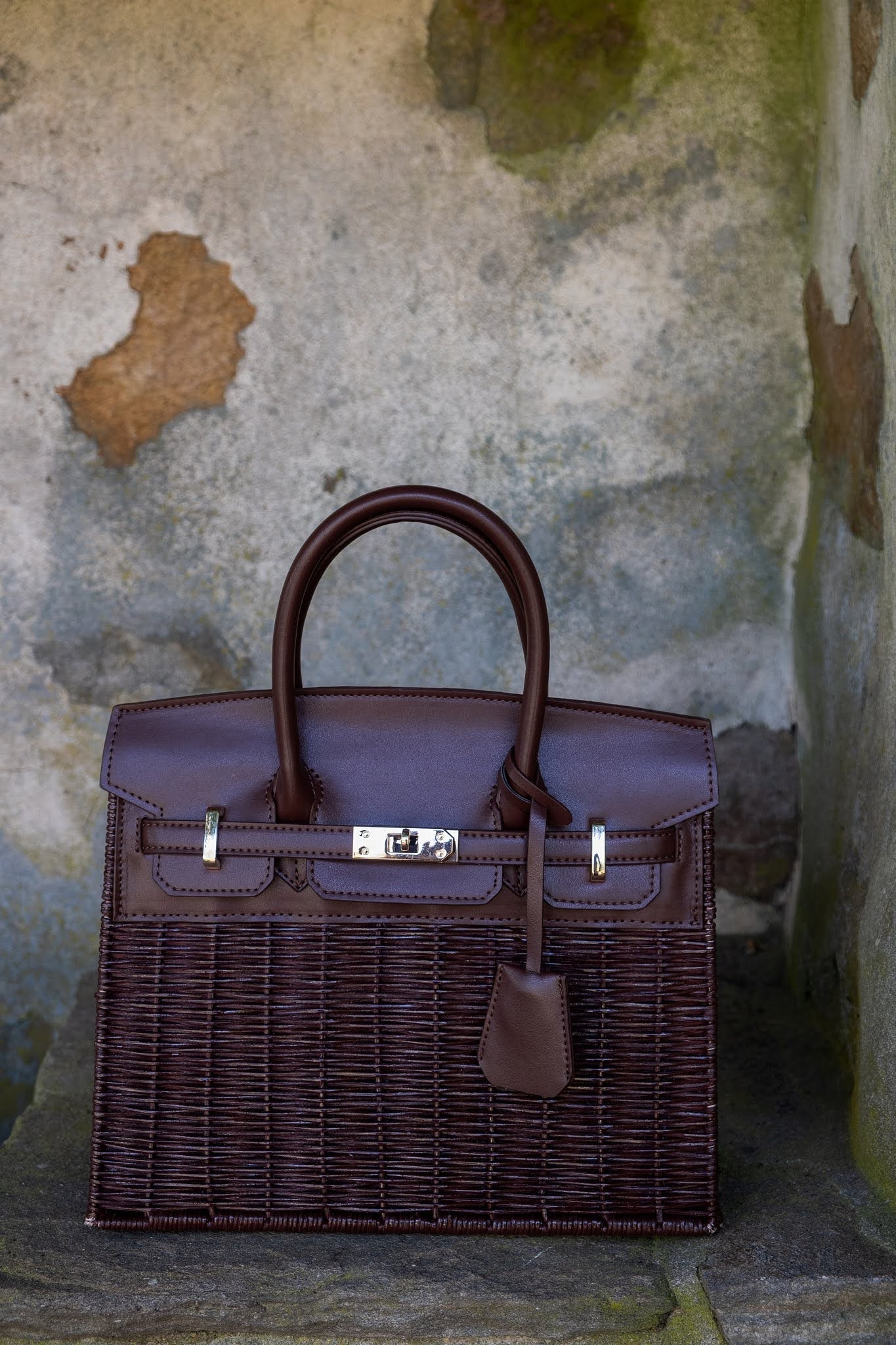 Margo - Fall Wicker Handbag - Black & Chocolate - Black - Bexa Boutique