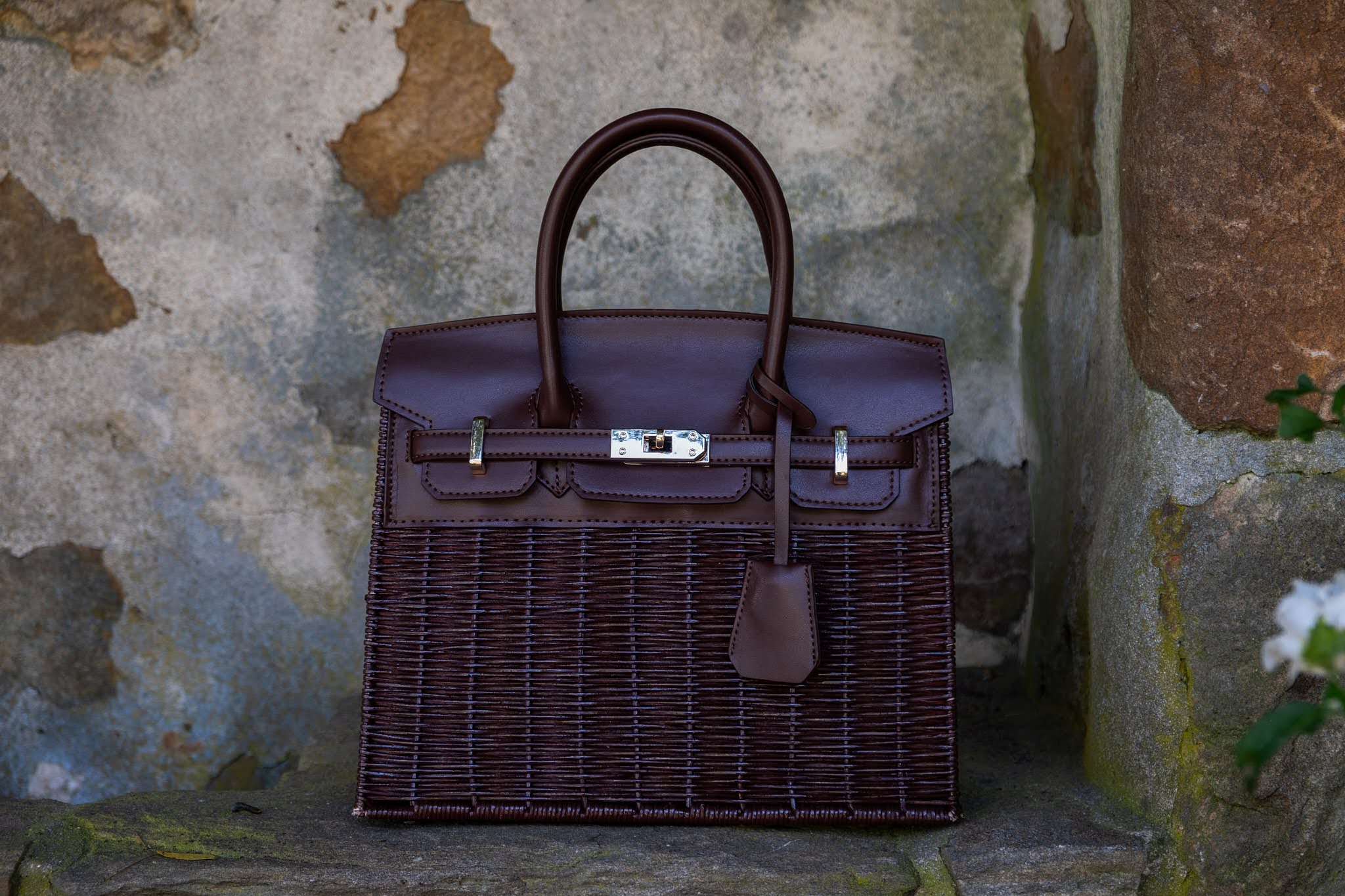 Margo - Fall Wicker Handbag - Black & Chocolate - Black - Bexa Boutique