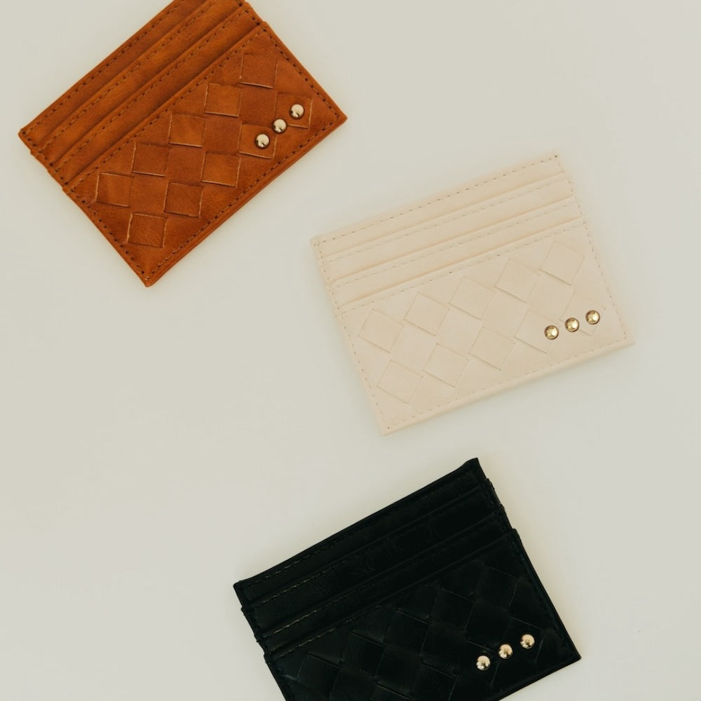 Mariah Woven Small Card Holder Wallet - Black - Bexa Boutique