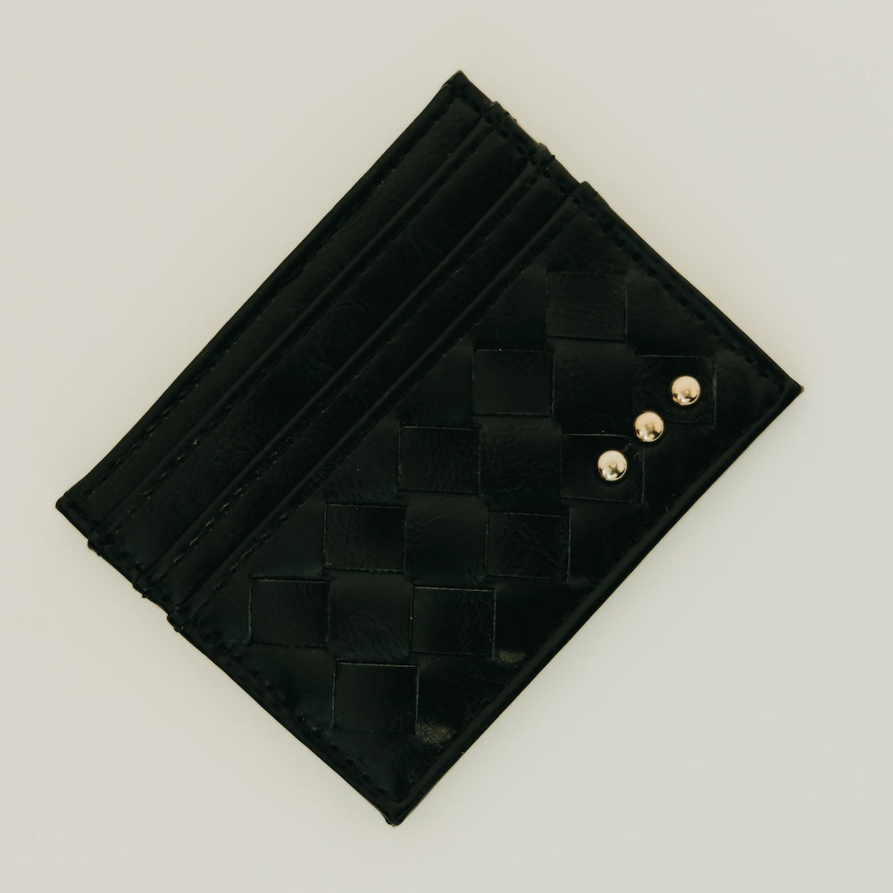 Mariah Woven Small Card Holder Wallet - Black - Bexa Boutique
