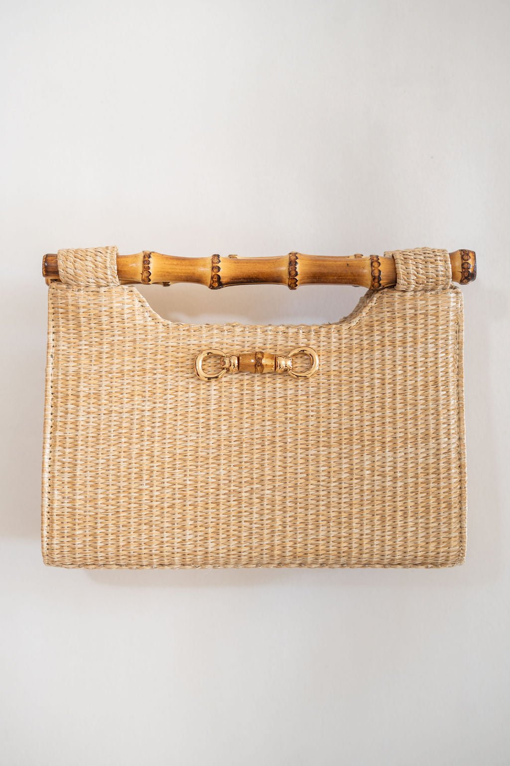 Mary Natural Straw Clutch - Bamboo Natural Handle - Bexa Boutique