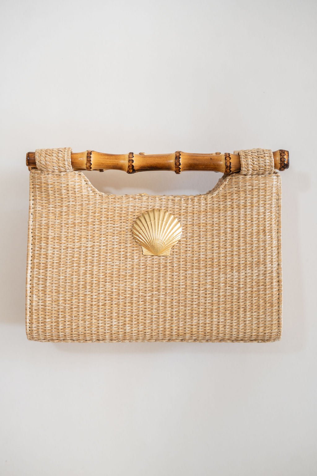 Mary Natural Straw Clutch - Bamboo Natural Handle - Bexa Boutique
