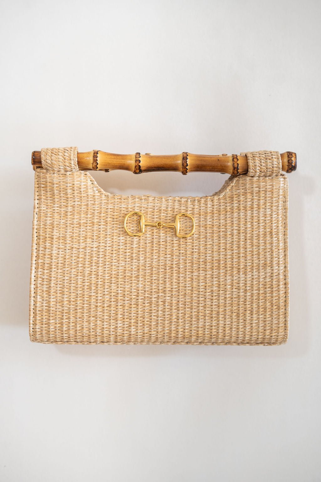 Mary Natural Straw Clutch - Bamboo Natural Handle - Bexa Boutique