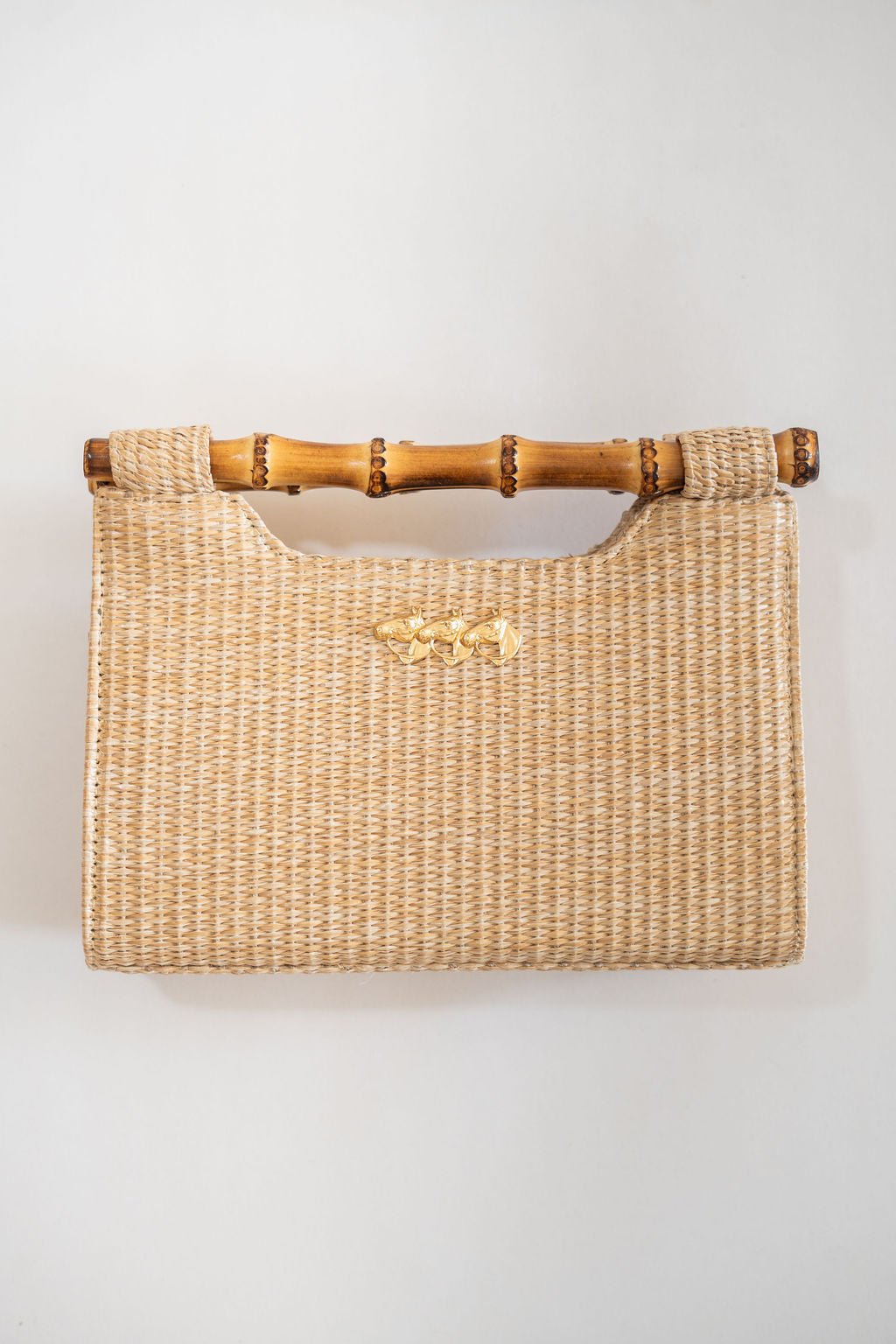 Mary Natural Straw Clutch - Bamboo Natural Handle - Bexa Boutique