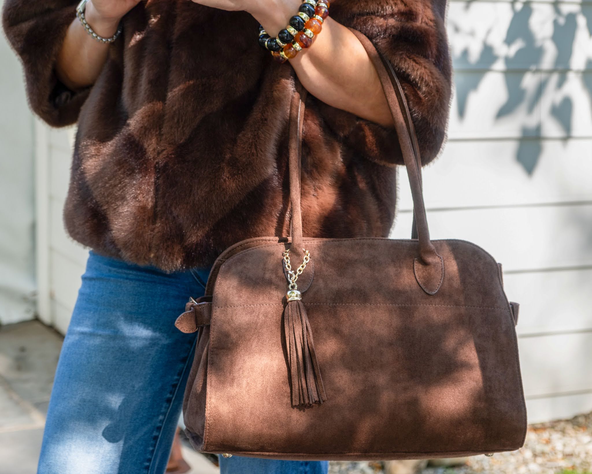 Megan -  Faux Suede Medicine Bag