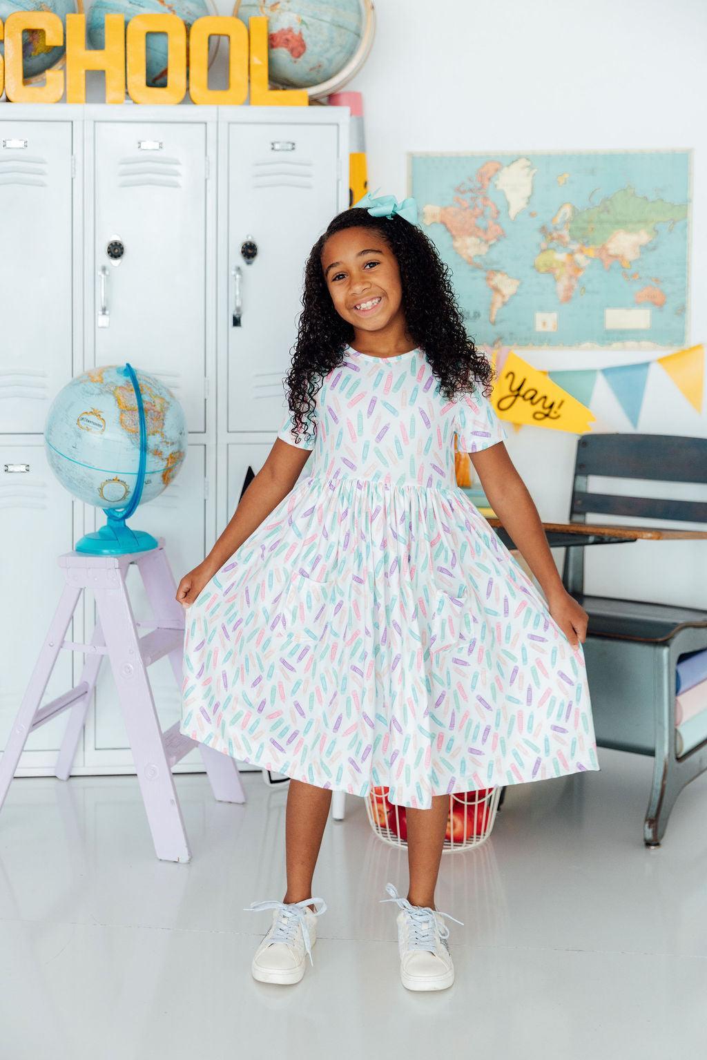 Color Crayons S/S Pocket Twirl Dress - Bexa Boutique