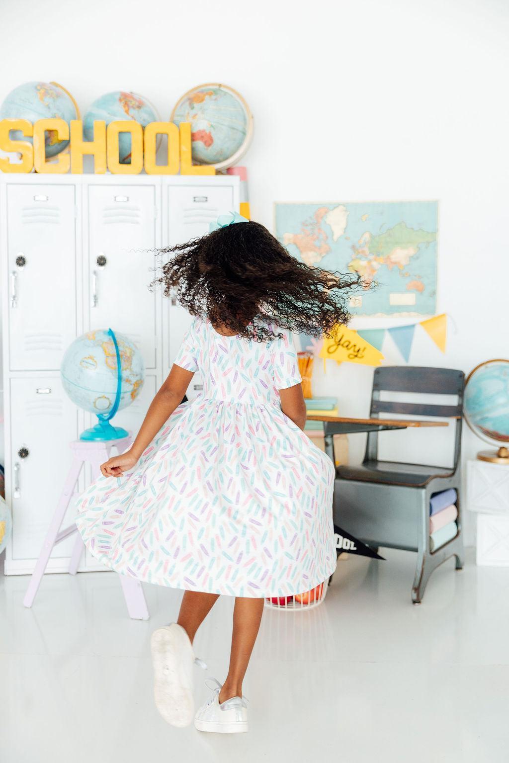 Color Crayons S/S Pocket Twirl Dress - Bexa Boutique
