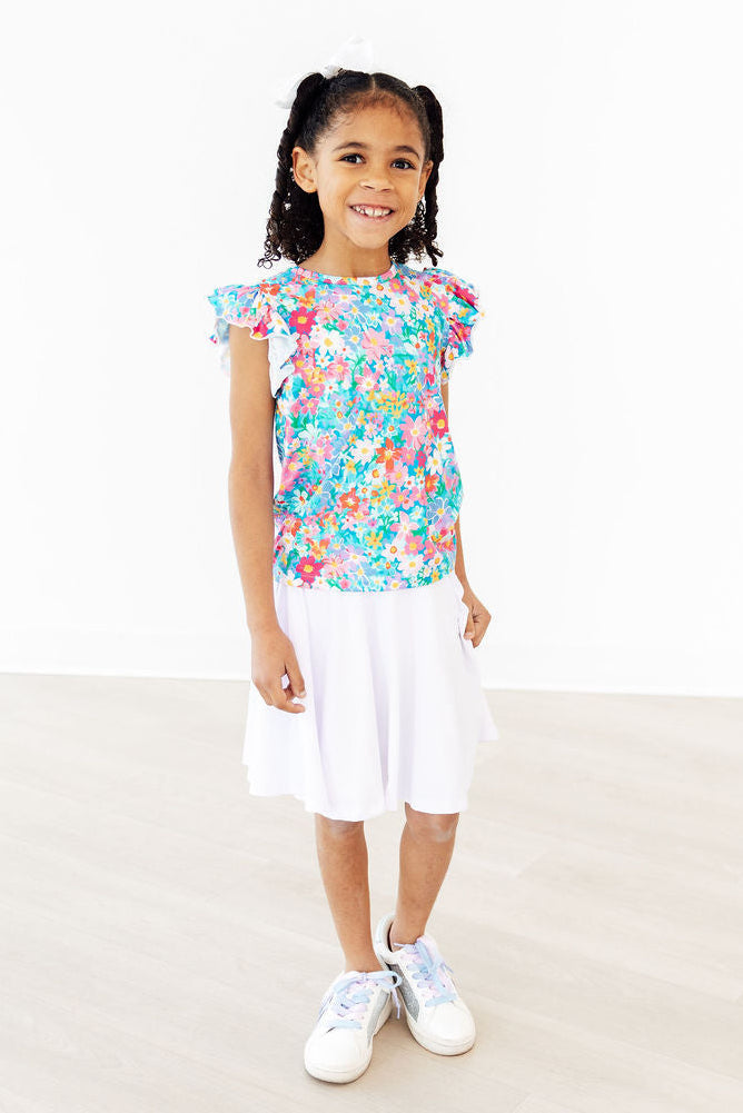 Preppy Floral S/S Ruffle Tee
