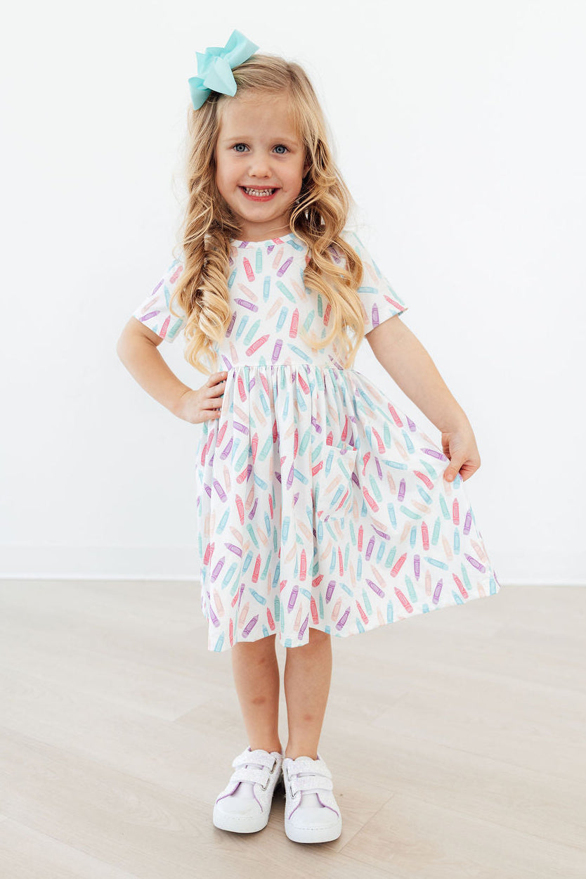 Color Crayons S/S Pocket Twirl Dress - Bexa Boutique