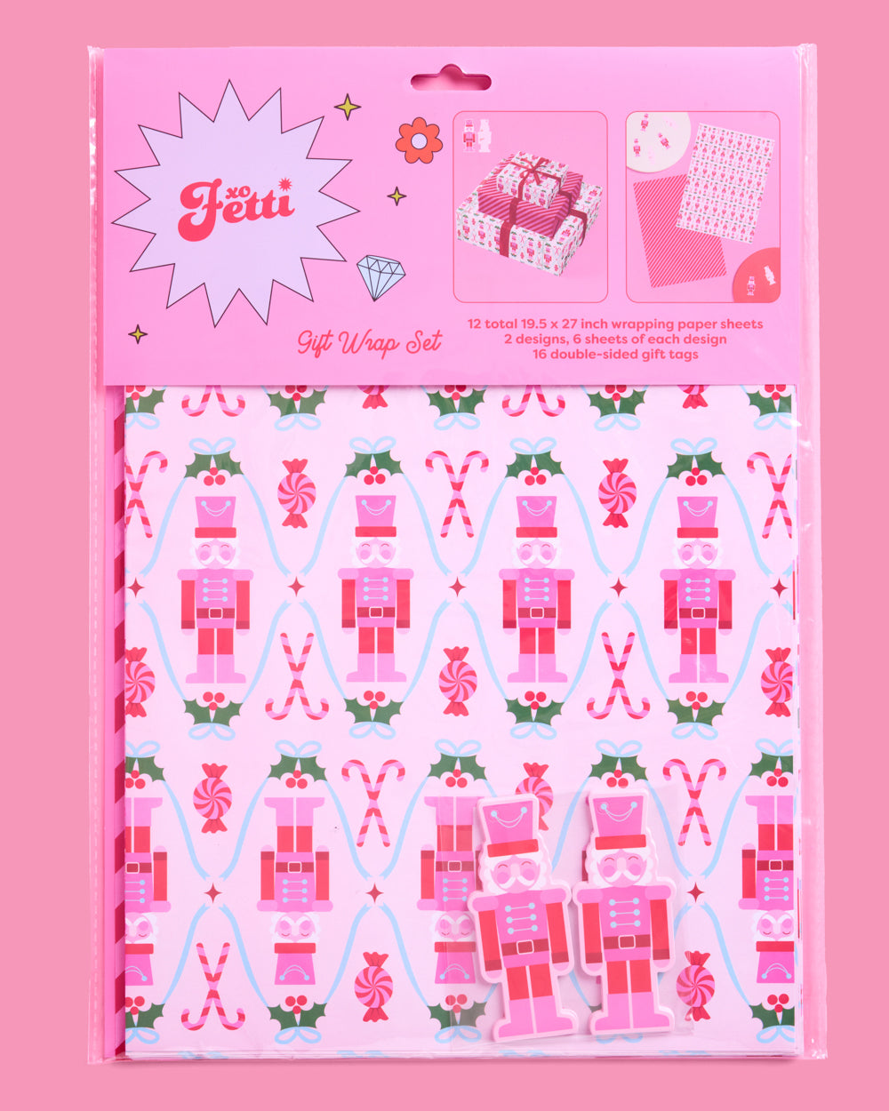 Nutcracker Wrapping Paper - 12 sheets + 16 tags