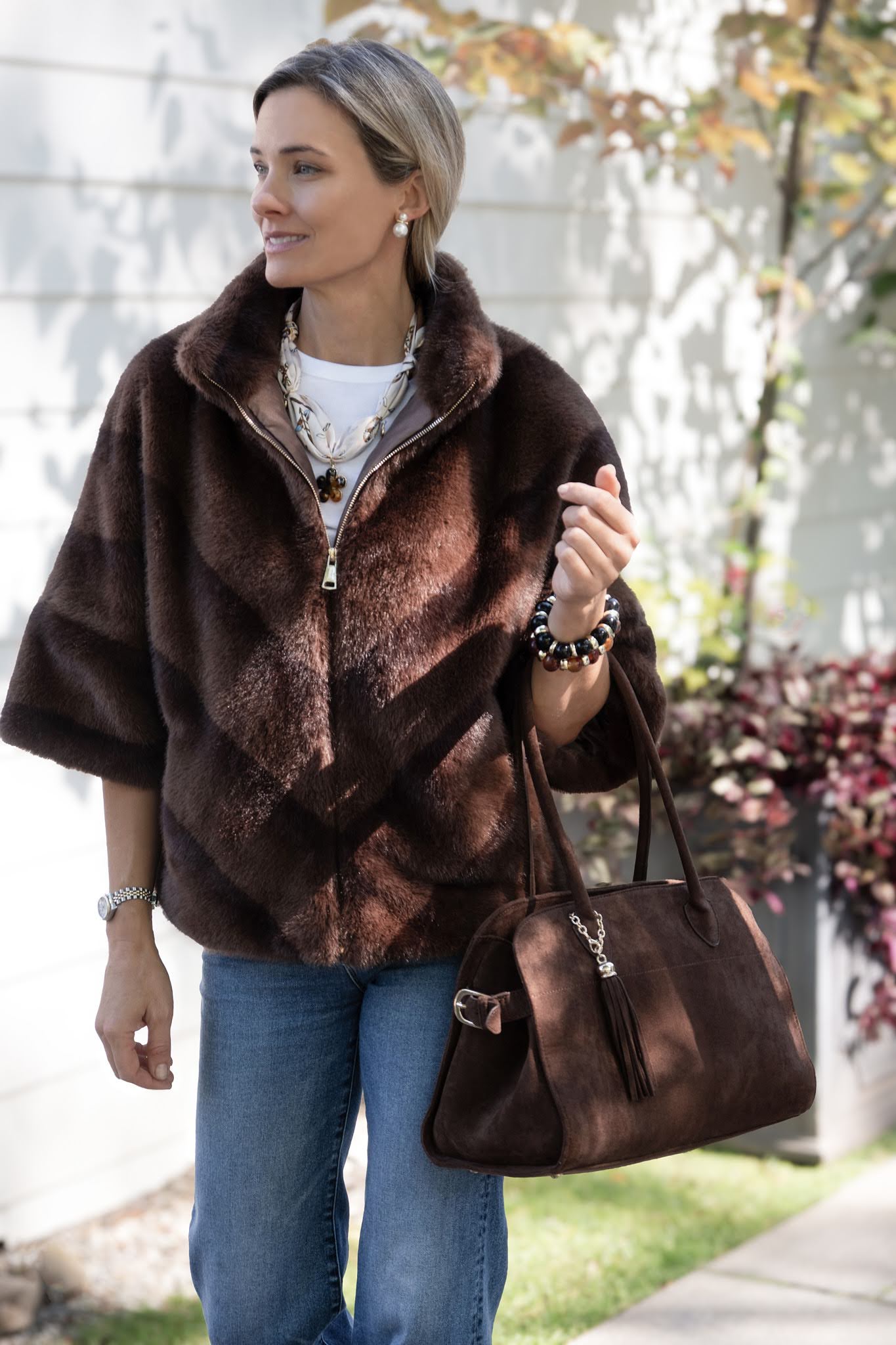 Megan -  Faux Suede Medicine Bag