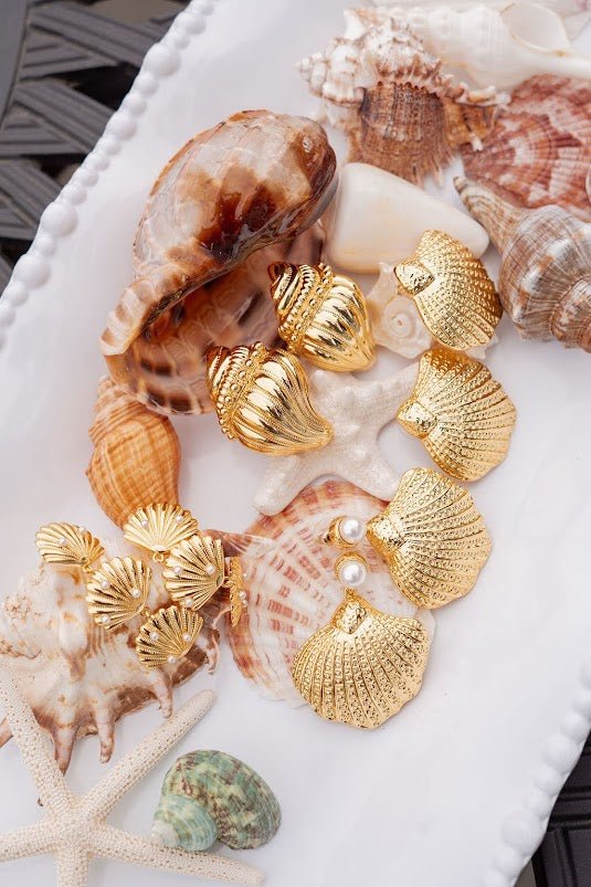 James Conch Shell Earring - 18k Plated Gold - Belle of the Ball Collection - Bexa Boutique