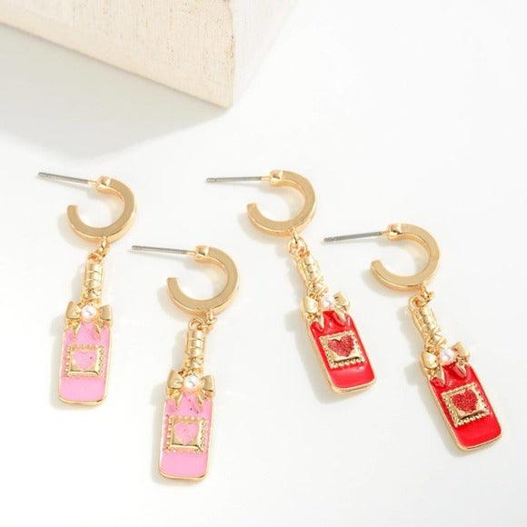 Pink Champagne Huggie Hoop Earrings