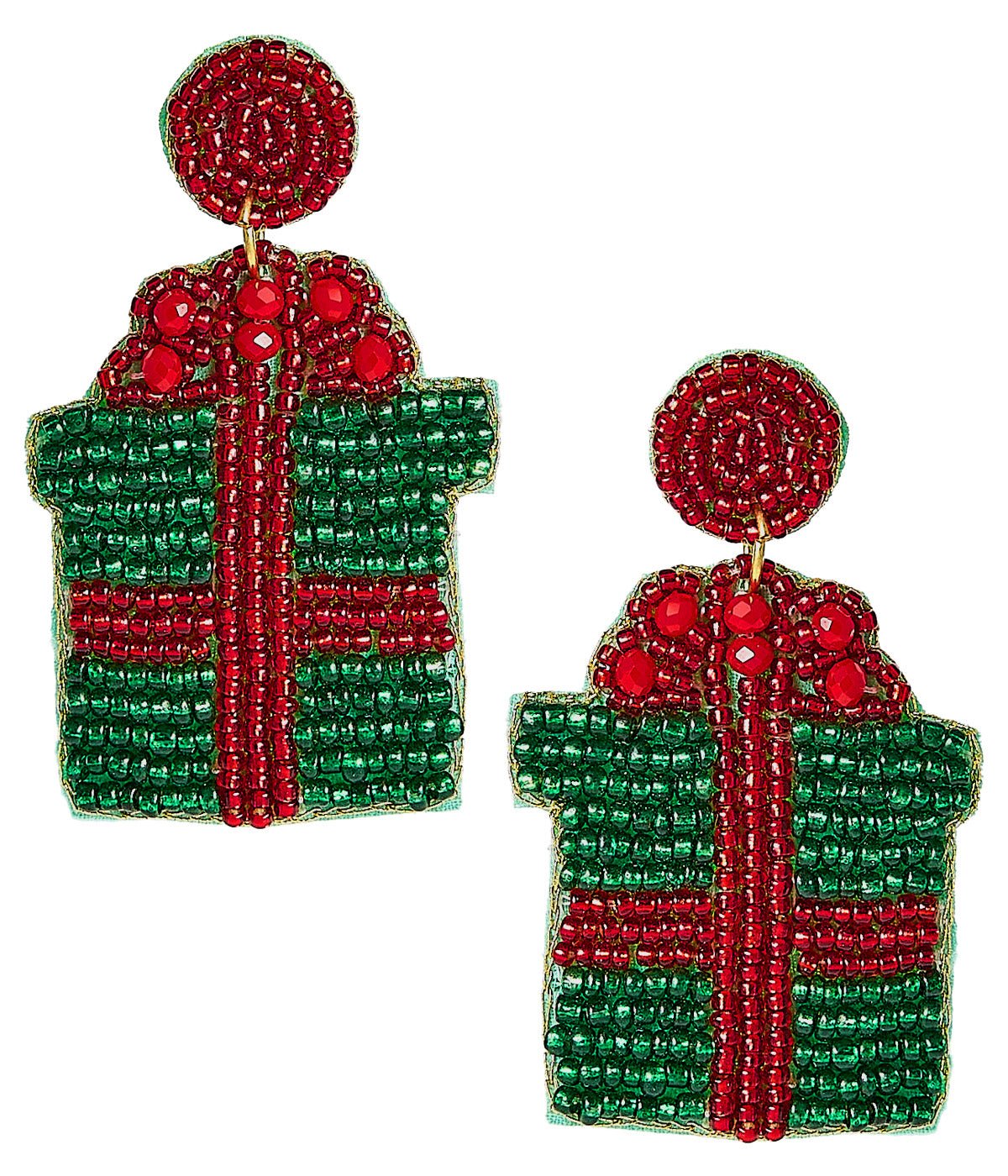Present Beaded Christmas Earring
