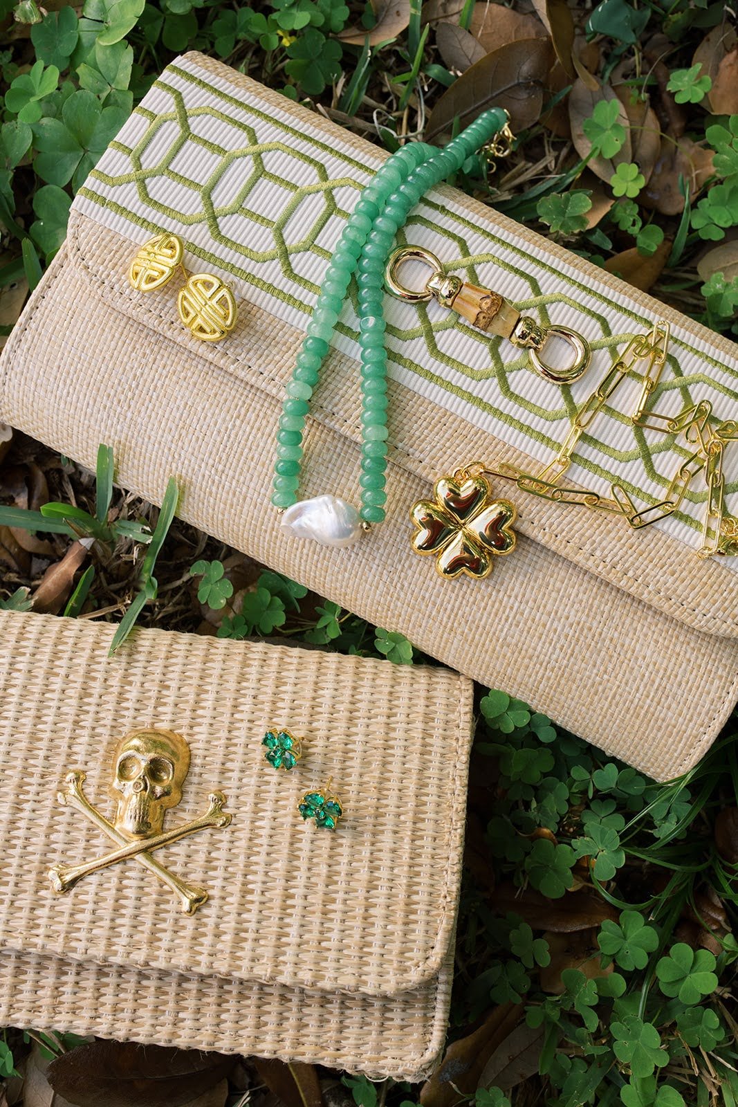 Puffy Shamrock Necklace with gold chain - 18k Plated Necklace - Bexa Boutique