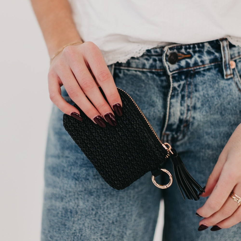 River Raffia Clippable Card Holder - Tan - Bexa Boutique