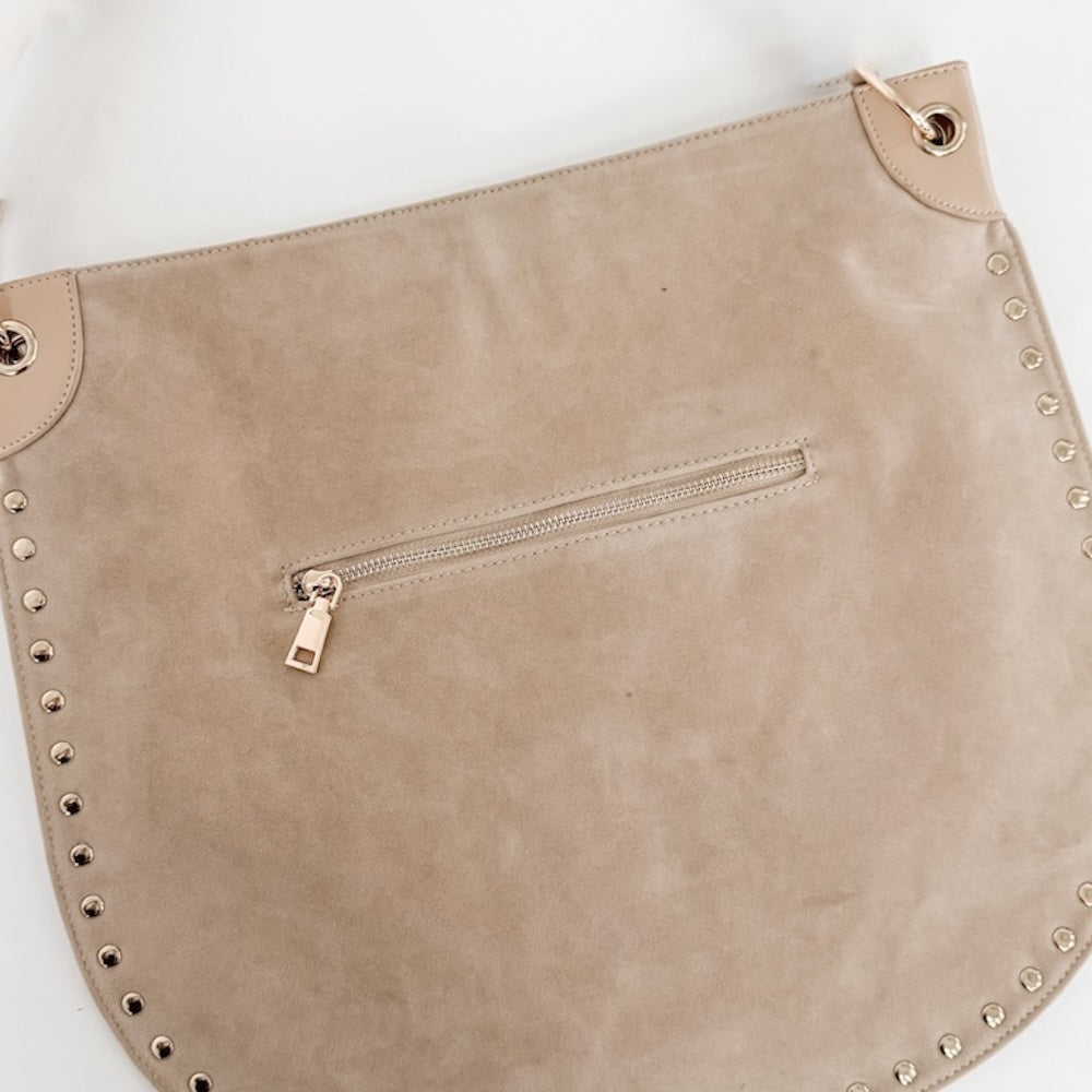 Rosalie Rivet Suede Hobo Bag - Black - Bexa Boutique