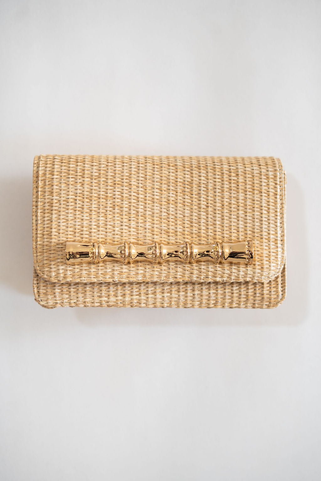 Ruby Straw Clutch - Gold Charm Bamboo Bar - Bexa Boutique