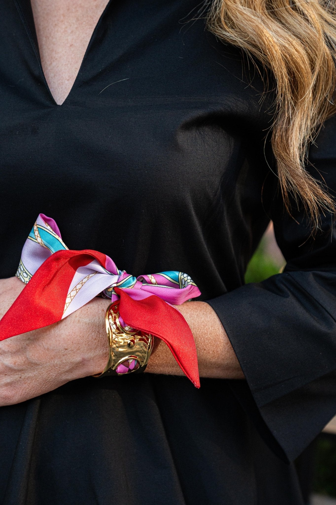 Scalloped Scarf Cuff - Wren - Pink and Red - Bexa Boutique