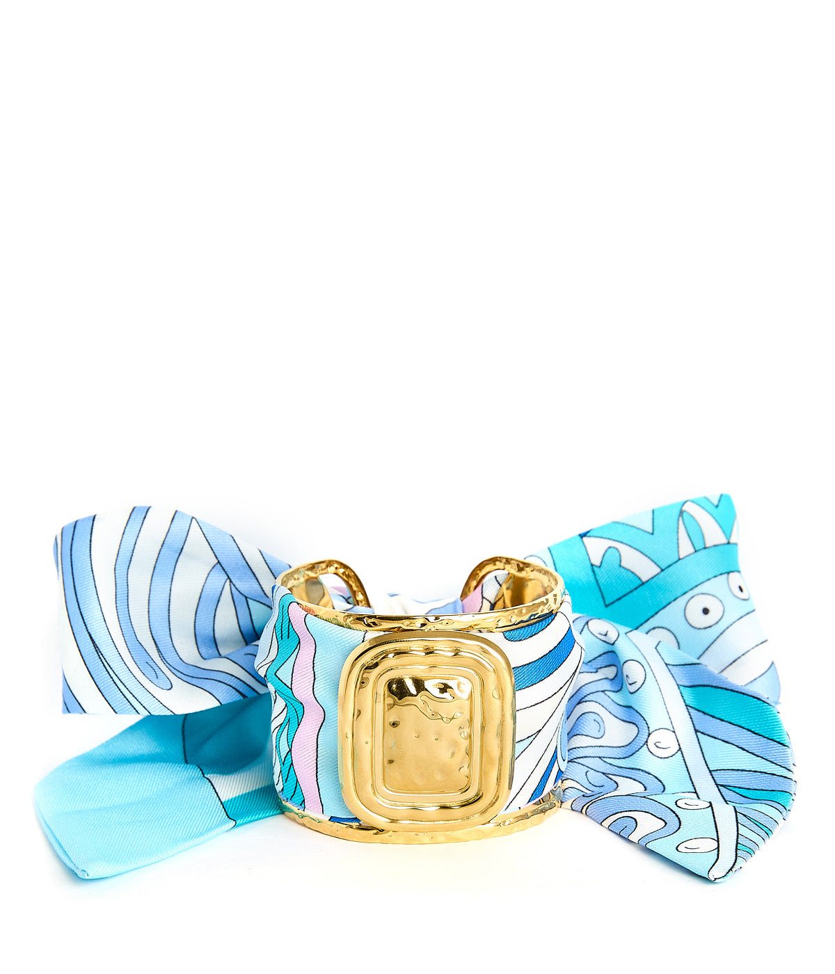 Finley- Large Gold Scarf Cuff - Blue Pucci - Bexa Boutique