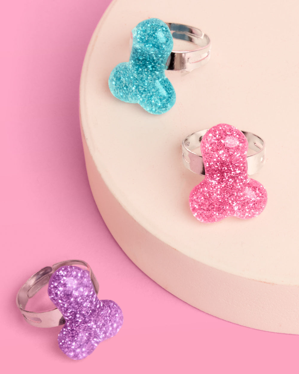 Naughty Glitter Ring Set - 10 glitter penis rings