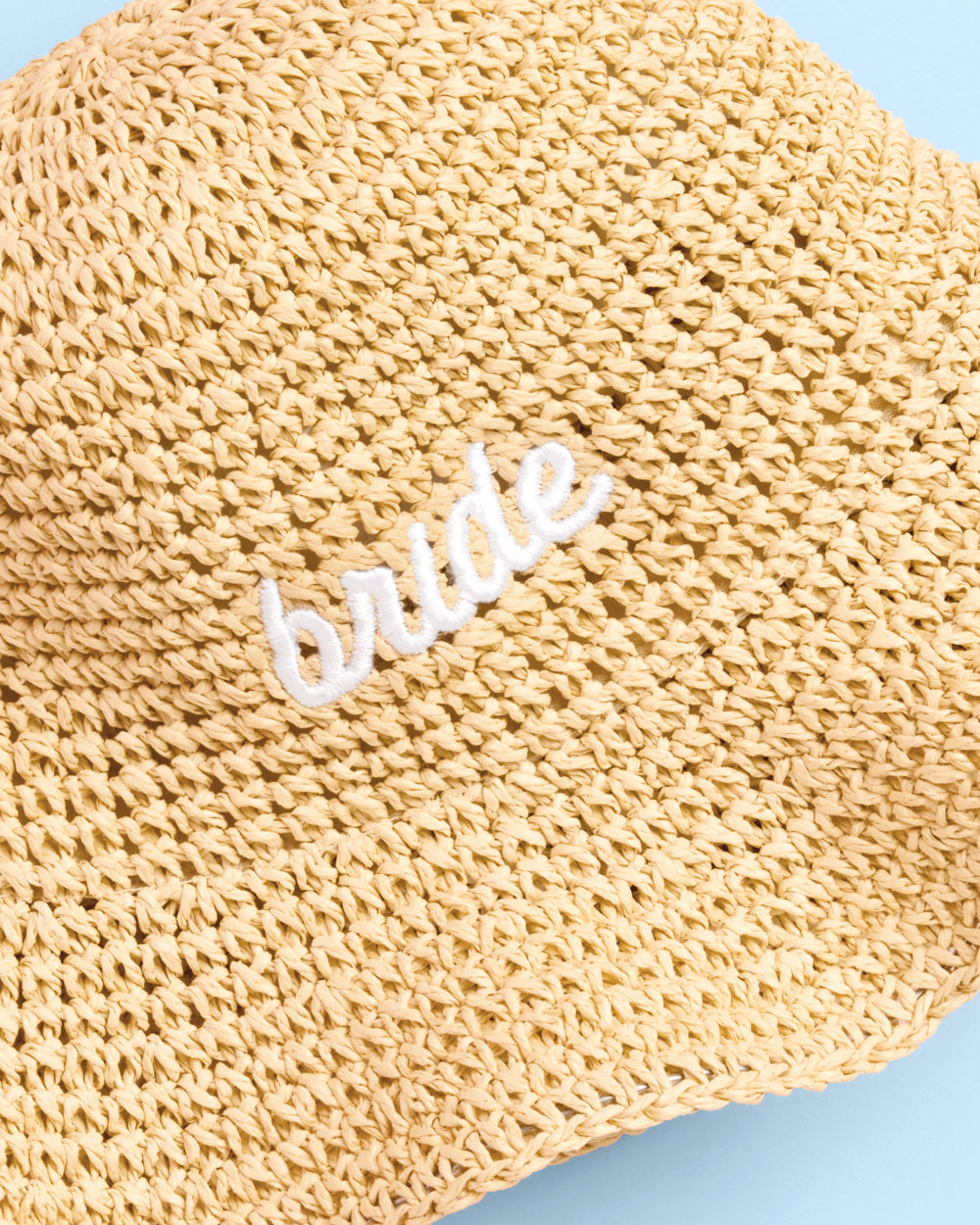 Straw Bride Bucket Hat - embroidered hat