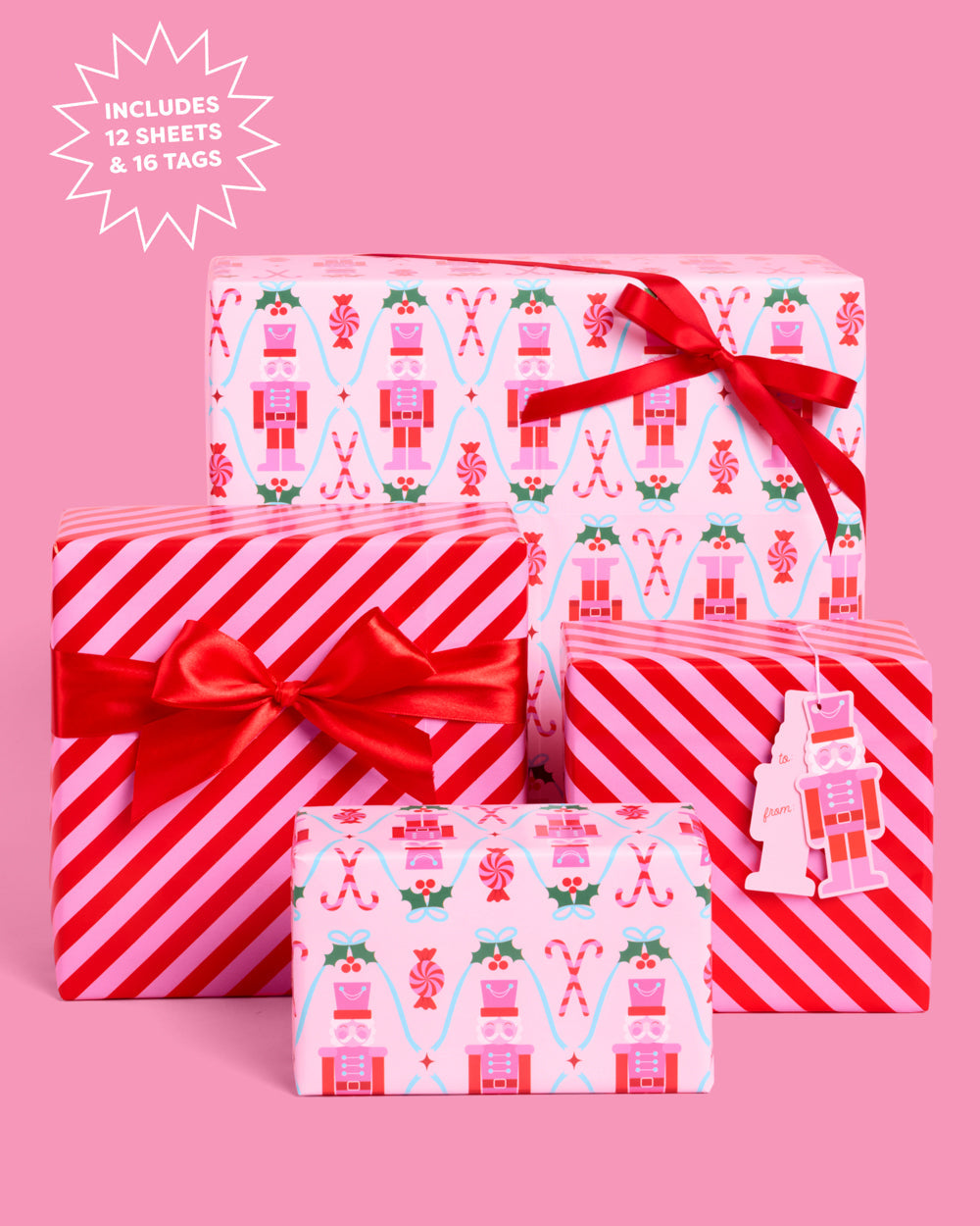 Nutcracker Wrapping Paper - 12 sheets + 16 tags